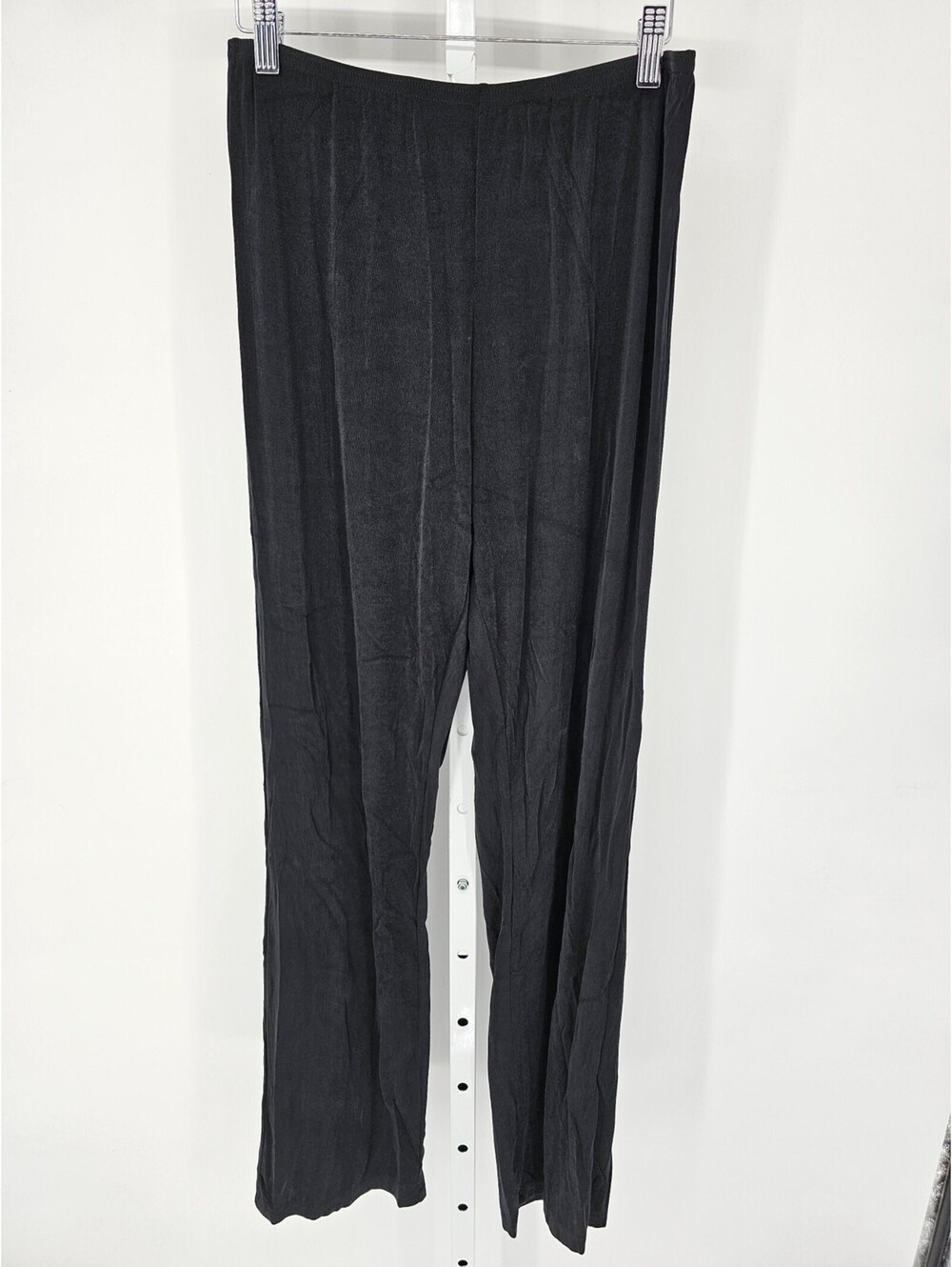 Jaclyn Smith Womens Sz M Slinky Knit Straight Leg Pants Solid Black Pull On